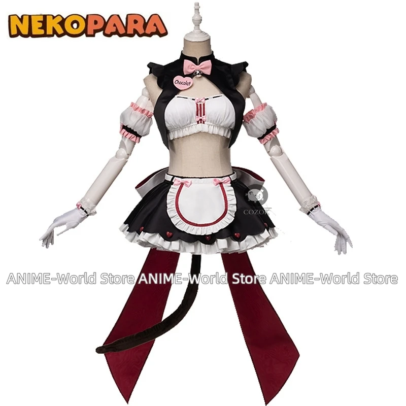 Spiel Nekopara Cosplay Kostüme Chocola Cosplay Kostüm Dienst mädchen Outfit Kleidung passt Frauen schwarze Kleider komplettes Set