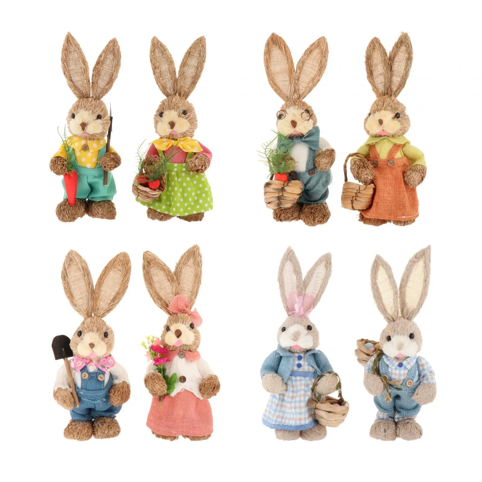 

2Pcs Easter Straw Bunny Ornaments Rabbit Figurine Miniature Artificial Straw Rabbit for Easter Tabletop Farmhouse Party Decor