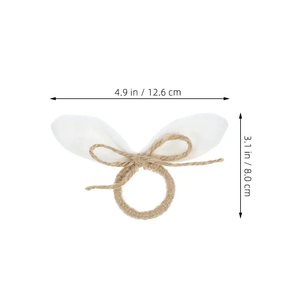 6Pcs Bunny Napkin Rings Easter Rabbit Ear Napkin Buckles Rustic Rope Table Decor Spring Festive Dinner Ring Easters