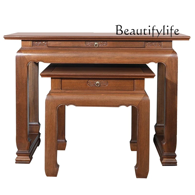 YZ All Solid Wood Shrine Offering Incense Table Household Shrine New Chinese Temple Hall Gongtai Modern Simple Middle Hall