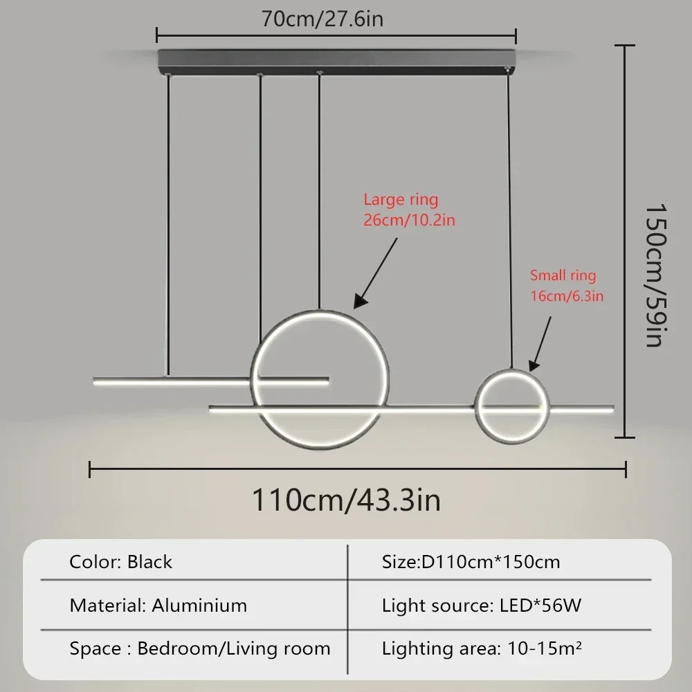Slimme LED-hanglamp Restaurant Hanglamp Afstandsbediening Verstelbare kleurtemperatuur Helderheid Woonkamer Home Lights - afbeelding 1