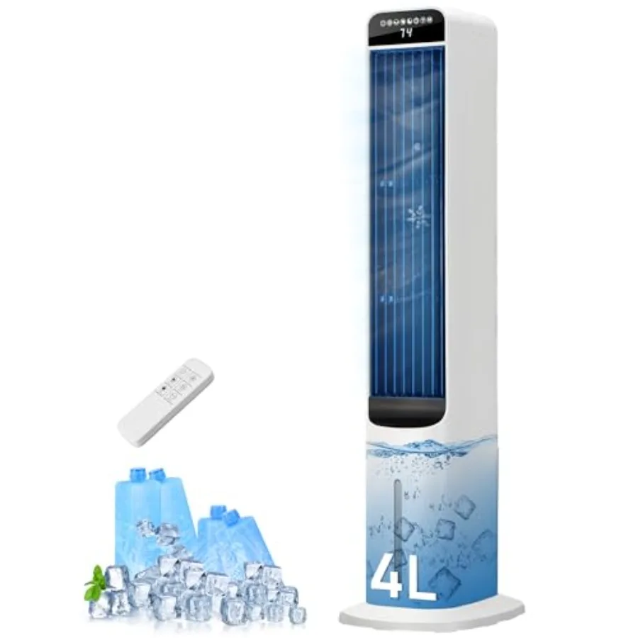 41 Portable Air Conditioner 3-in-1 Swamp Cooler with 4 Modes 3 Speeds 120 Oscillation 4 Ice Packs 4L Removable Water Tank Remot