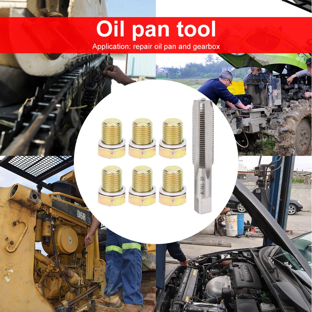 Oil Pan Thread Repair Tools Kit M13x1.25mm Iron Sump Drain Plug Repair Kit Oil Drain Plug Screws Repair Bolt Set