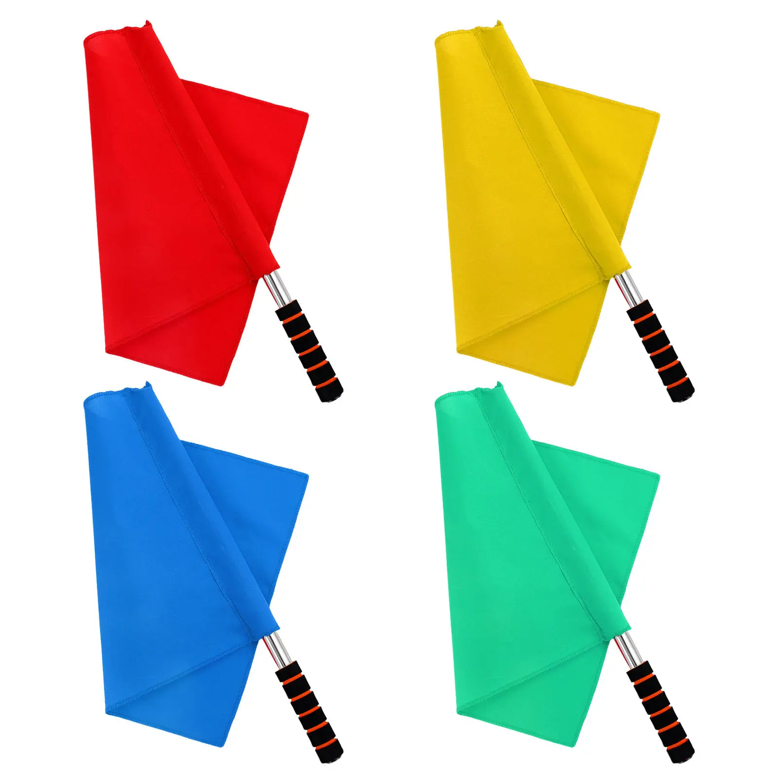 4Pcs Commanding Referee Flags Premium Safe Material Multi-Purpose Sports Signal Flags for Racing Cheer Events Soccer Competition