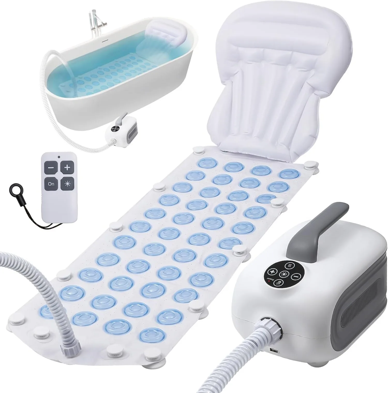 Upgraded 3.0 Bathtub Spa Bubble Bath Mat Electric Massage Mat Remote Control Portable Relax Physically Mentally