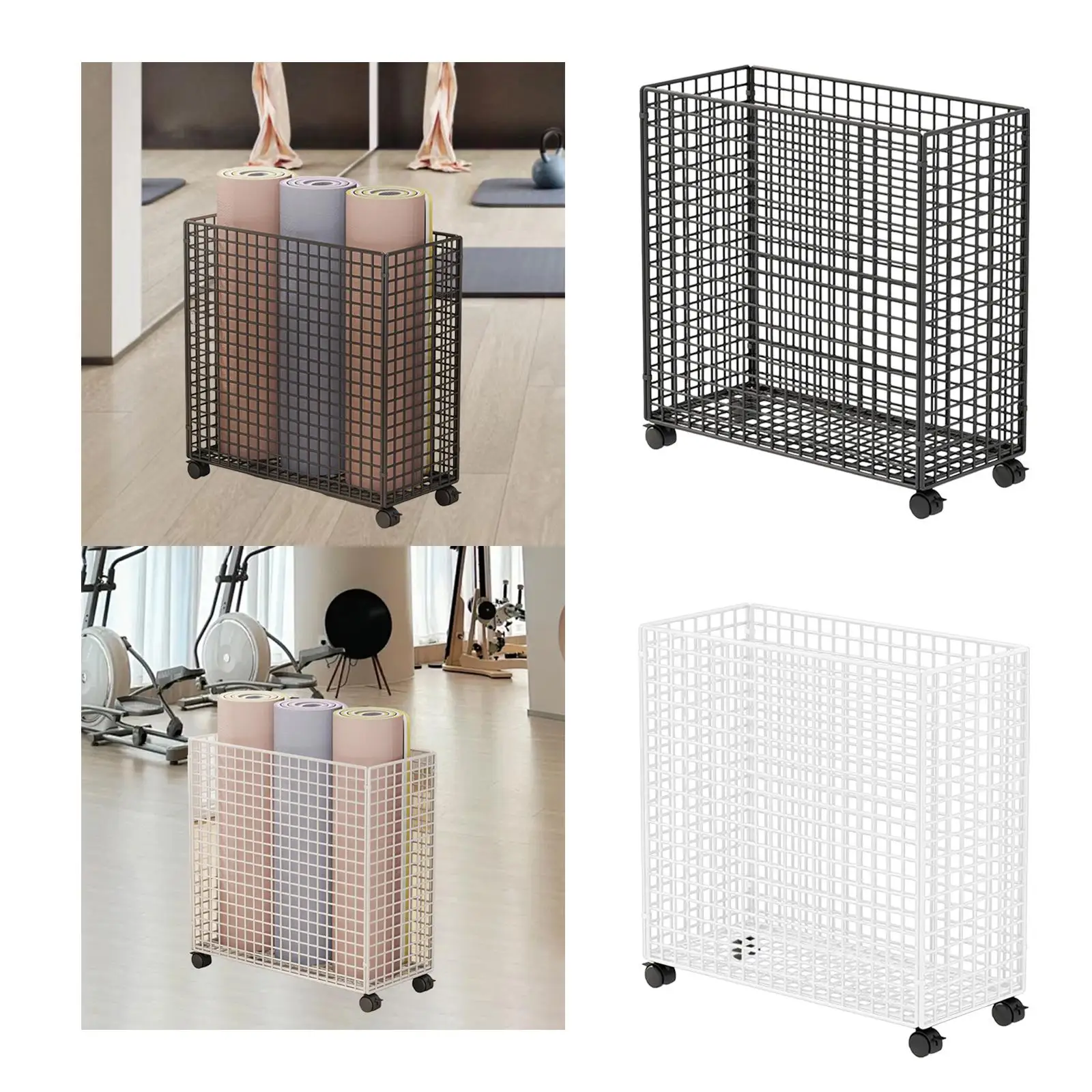 

Mat Storage Cart with Wheels Supplies Dirty Clothes Hamper Rack for Bedroom