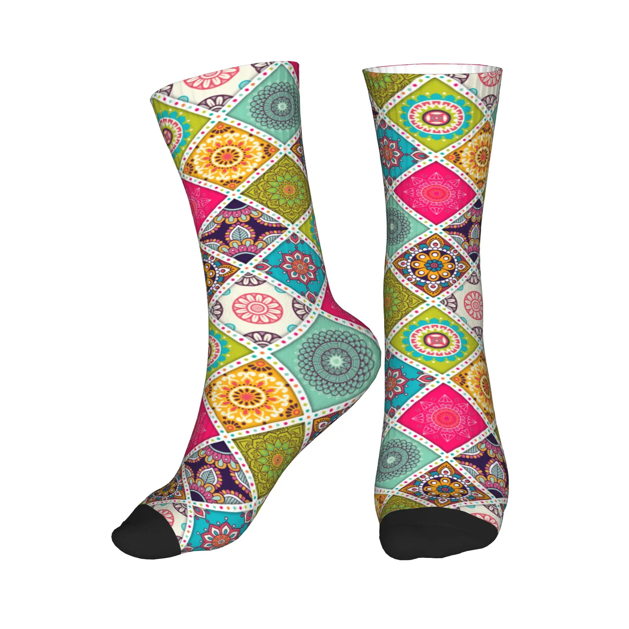

Cool Mens Arabic Indian Ethnic Floral Mandalas Pattern Dress Socks Unisex Warm Comfortable 3D Printing Crew Socks