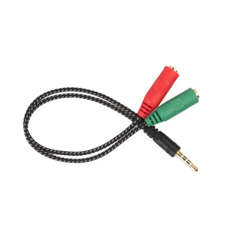 2 In 1 Audio Cable Adapter Splitter 3.5mm Audio Earphone Headphone To 2 Female Jack Headset Mic Audio Cable For PC Computer