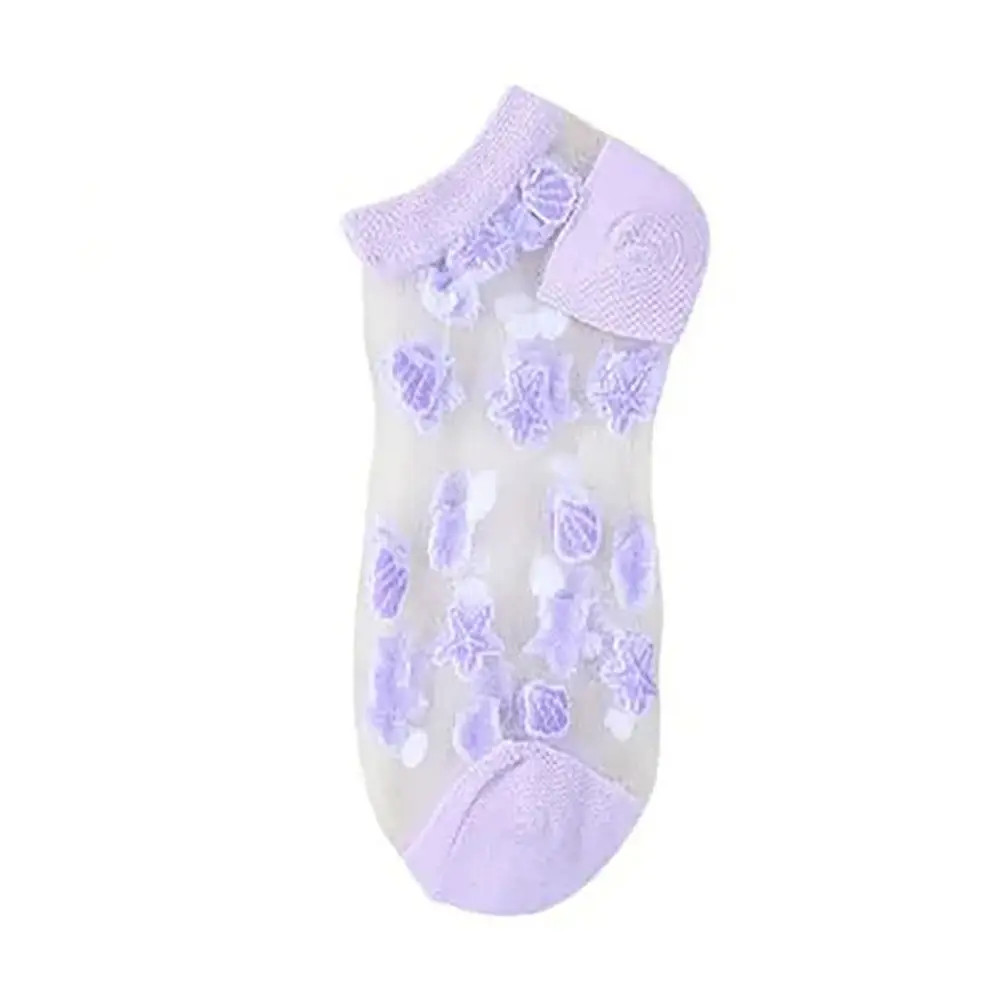 

Cute Breathable Crystal Glass Silk Socks Transparent Lace Lastic Socks Silk Short Socks