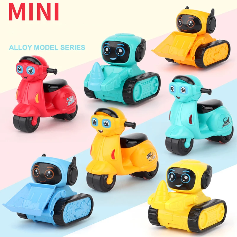 Funny Q Version Kids Motorbike Model Toy Cartoon Cute Mini Engineering Car Toys Children's Puzzle Toys Boys Girls Birthday Gift