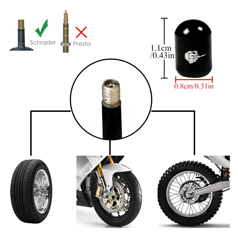 AUTCOAT 4Pcs/Set Middle finger Tire Air Valve Caps Stem Cover Universal Fits All Cars Trucks SUV Bike Bicycle Motorcycle