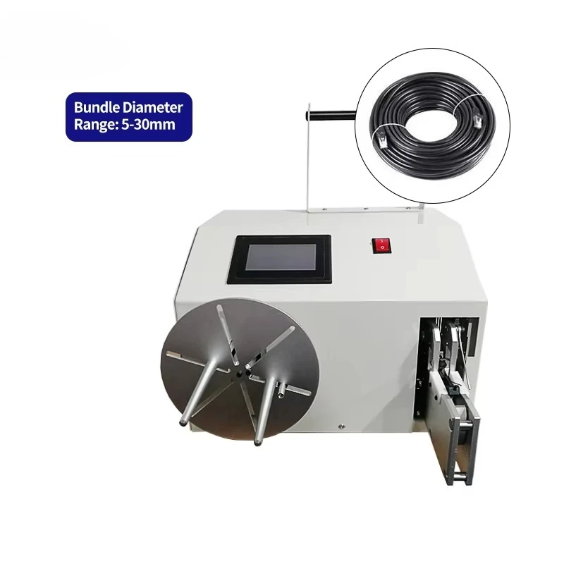 Automatyczna nawijarka do przewodów elektrycznych AC/DC 110V-220V, półautomatyczne wiązanie okrągłe/długie/w kształcie ósemki do kabli.