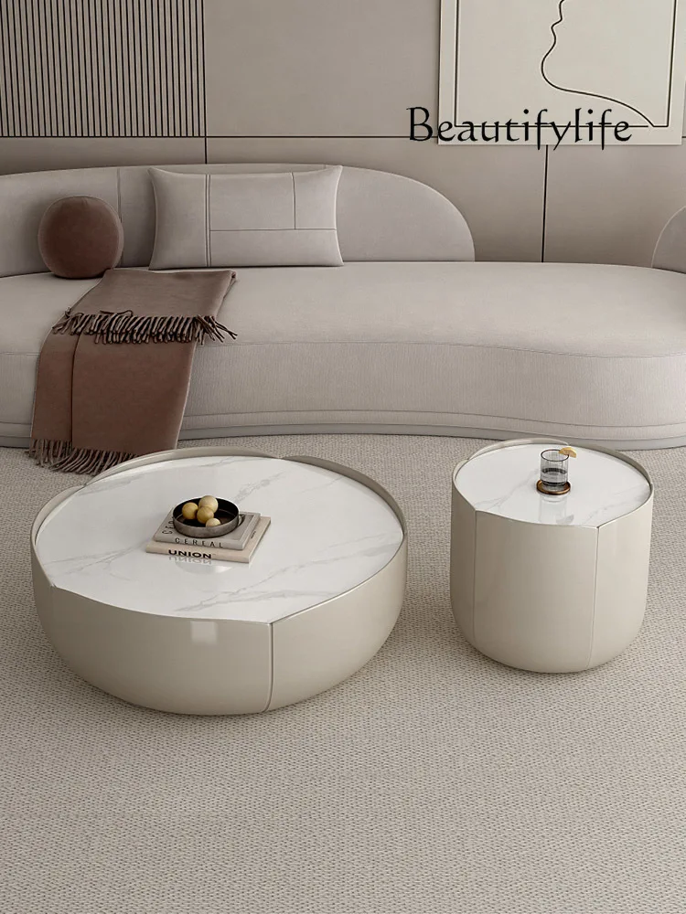 Nordic Cream Style Petals Tea Table Designer Art round Minimalist Small Apartment Coffee Table