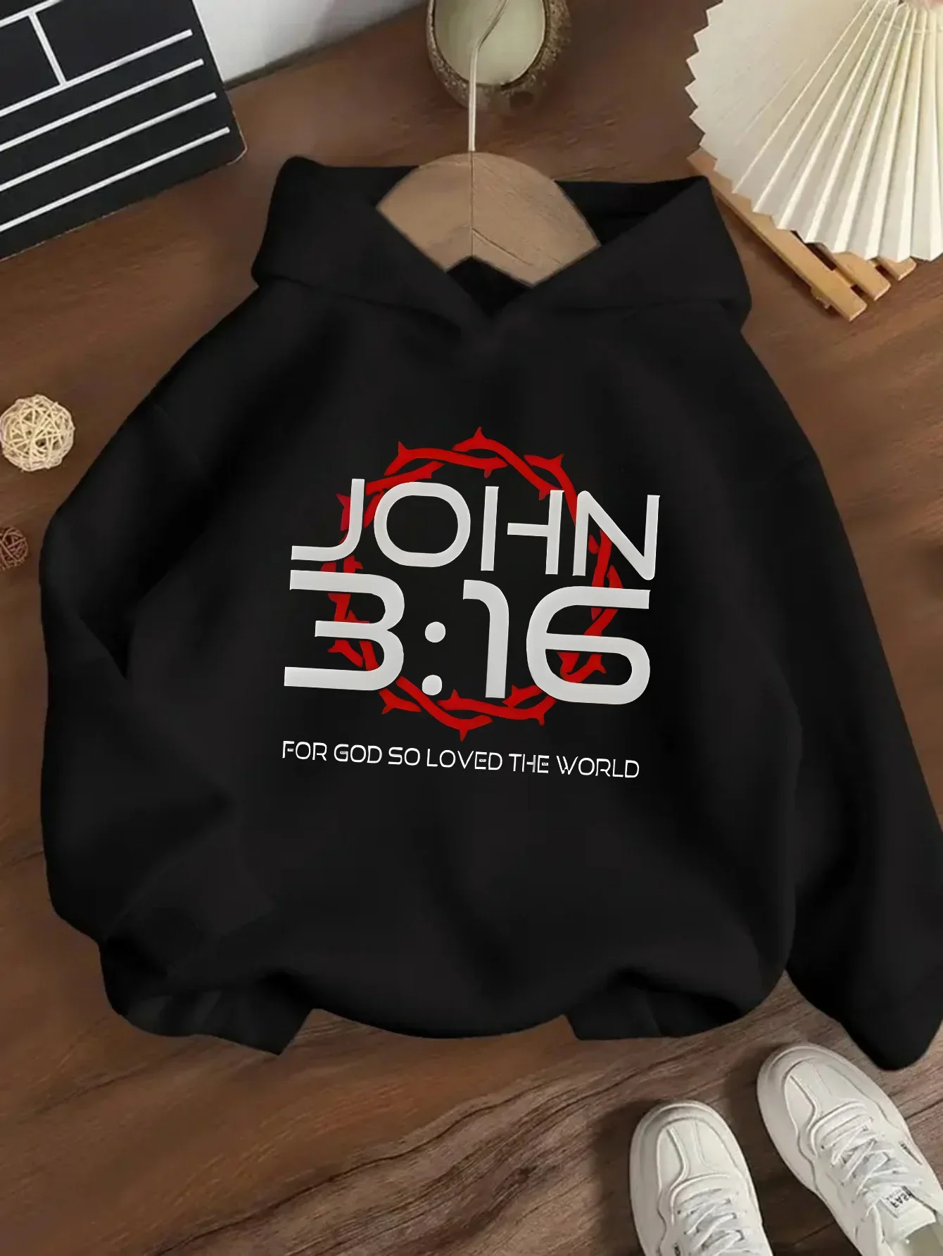 New autumn/winter children's Christmas hooded sweatshirt, printed with John 3:16casual style, a perfect Christmas gift for kids.