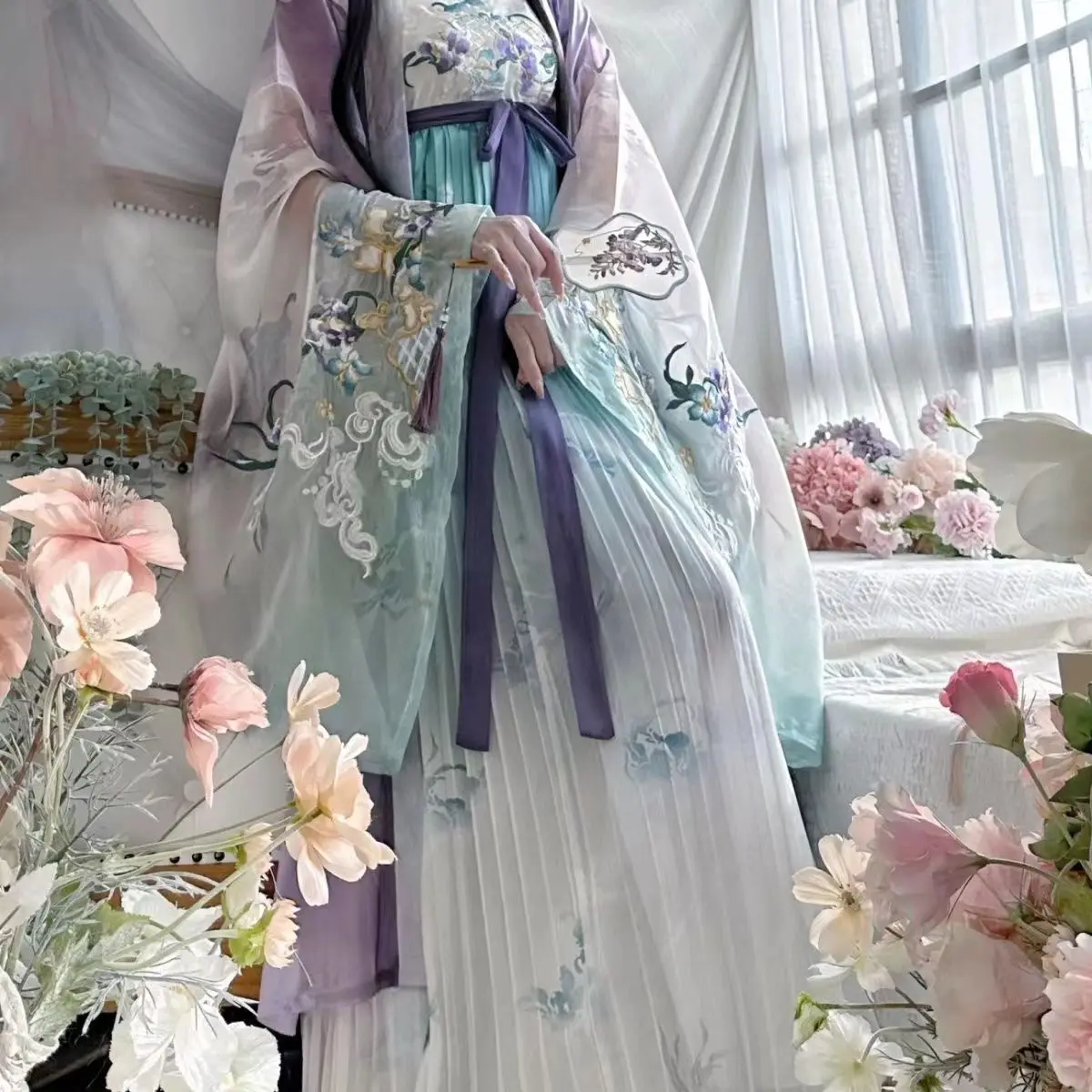Hanfu Heavy Industry Embroidered Long Sleeved Shirt Hezi Skirt Chinese Style Cosplay Costume Hanfu Suit