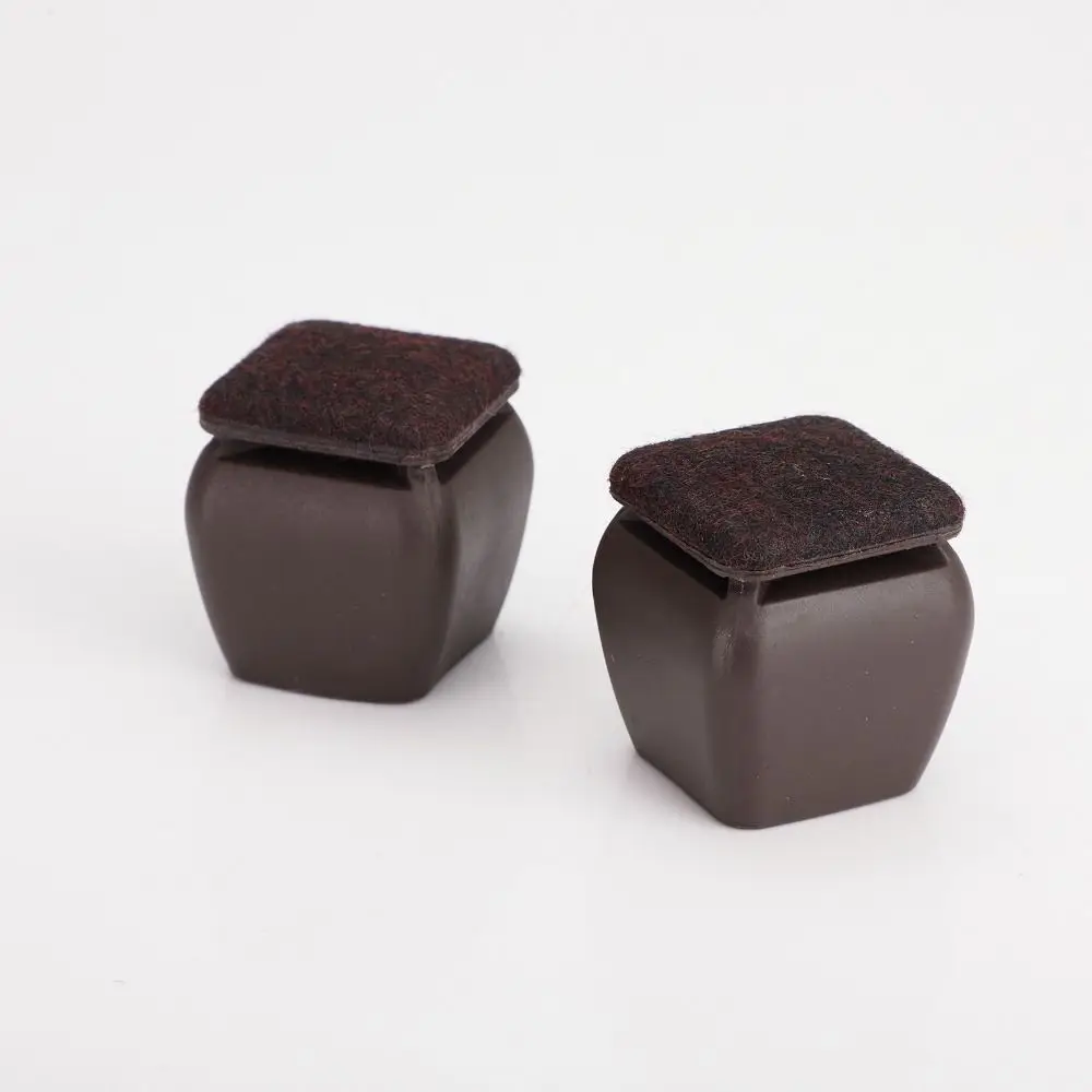 With Thick Wrap Felt Pads Chair Foot Cover Reduce Noise Non-slip Chair Leg Floor Protector Round/Square Dark Brown