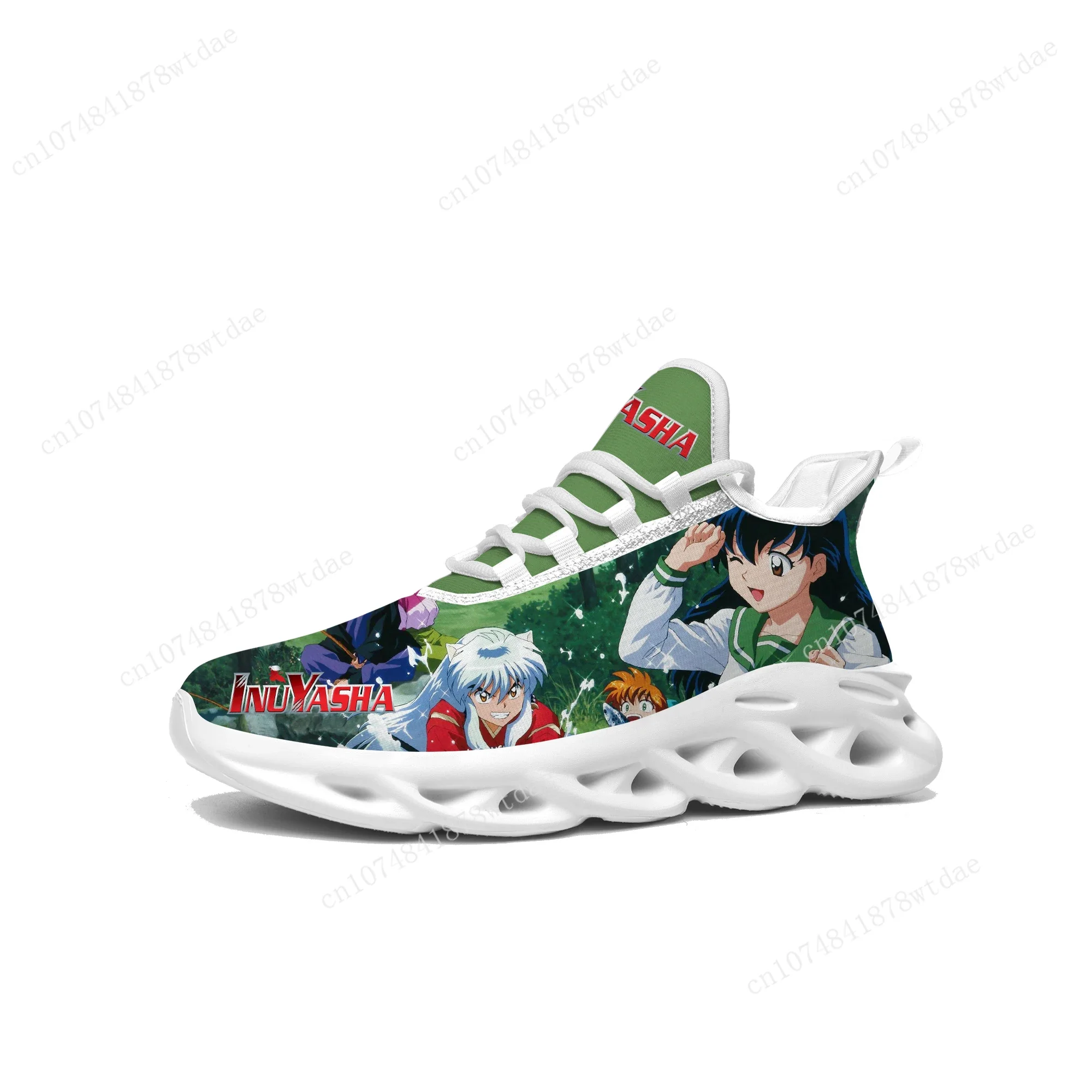 Inuyasha zapatillas planas para hombre y mujer, zapatos deportivos para correr, calzado de malla con cordones personalizado, Kagome Higurashi, alta calidad