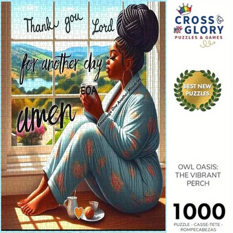 1000개 종이 퍼즐, 퍼즐, 감사기도, 아프리카계 미국인 여성, 감사, 종교, 고품질 백색 판지 M