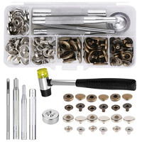 KRABALL 86PCS Leather Snap Fasteners Kit Metal Button Press with Hammer Installation Tools for DIY Leather Craft Project