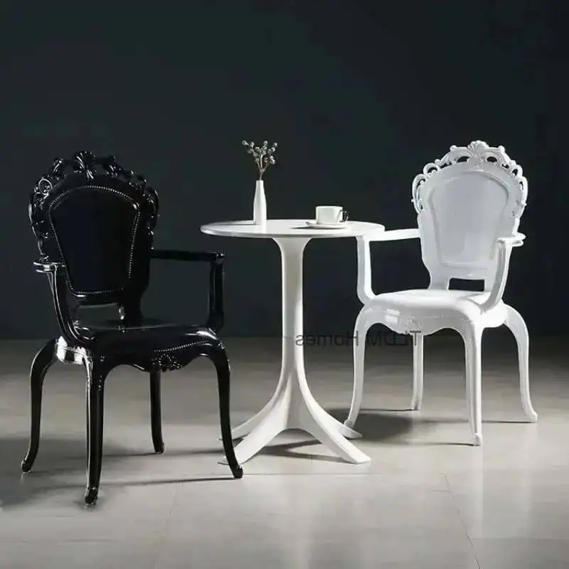 디자이너 투명 심플 팰리스 다이닝 체어 창의적인 주방 스툴 가구 가정용 아크릴 스타일 크리스탈 다이닝 체어