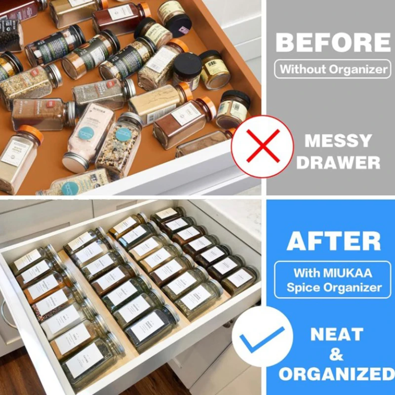 1PCS Clear Acrylic Spice Drawer Organizer,Seasoning Jars Drawers Insert,Kitchen Spice Rack Tray For Drawer (Jar Not Included)