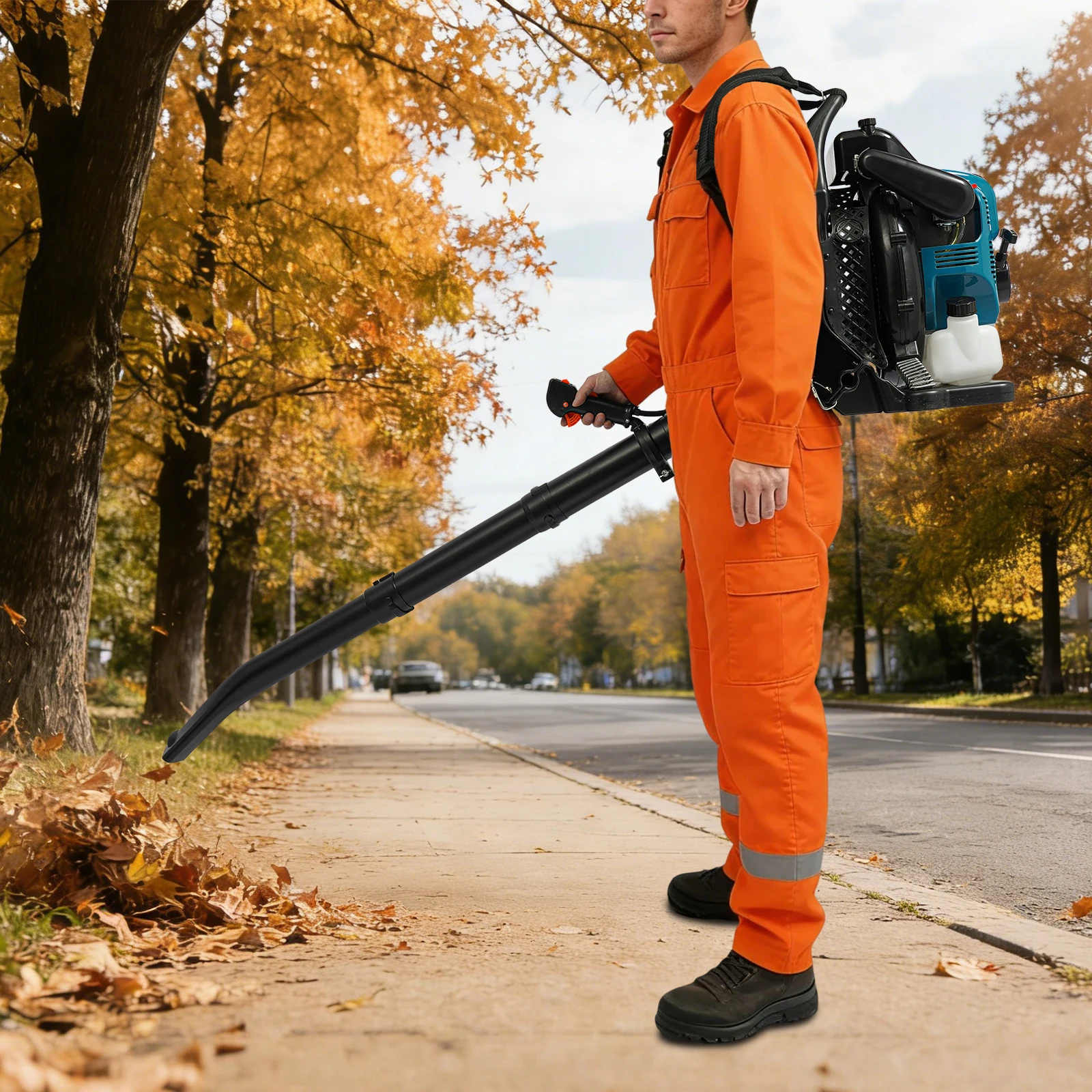 75 6cc 4 Stroke Gas Powered Backpack Leaf Blower 2 6KW High Power 498CFM for Yard Lawn Debris Cleaning Snow Removal Construction