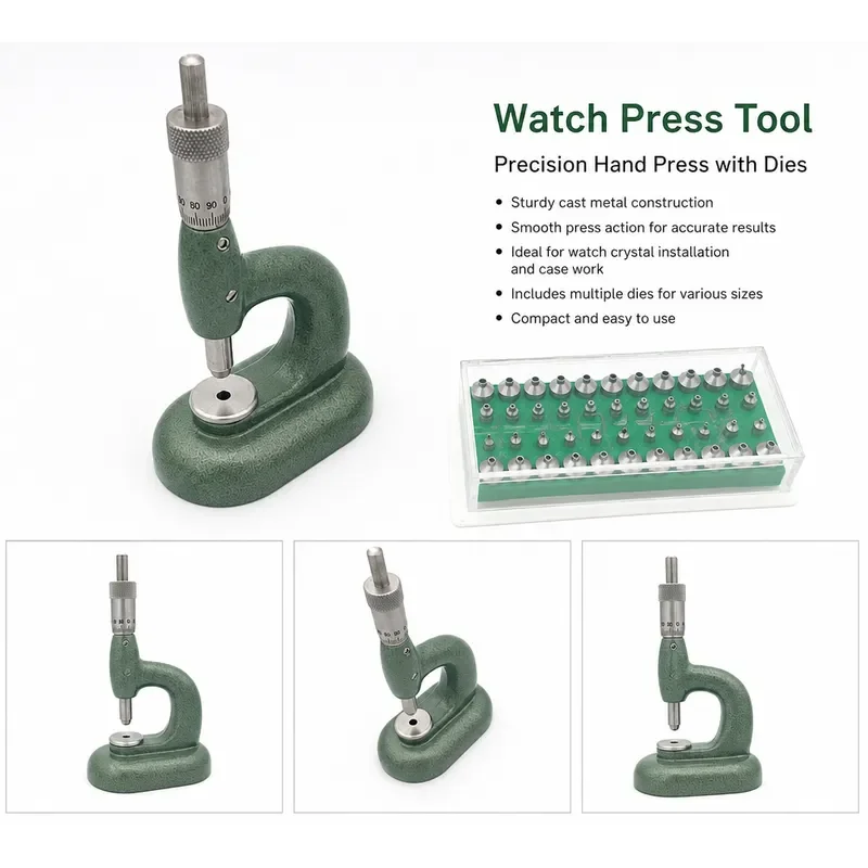Watch Repair Tool Aluminum Alloy Watch Case Closer with 48Pcs Dies Watchmaker Jewelling Tool