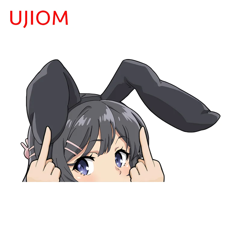 UJIOM Sakurajima Mai Bunny Girl Middle Finger Wall Sticker Anime Waterproof PVC Decal Suitable For Surfboard Skateboard Decor