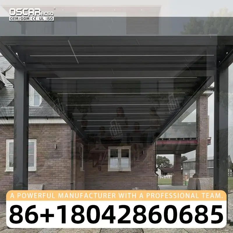 25x25m Aluminum Pergola Powder Coated Frame Easy Remote Control Louvered Roof for Outdoor Use Bioclimatic Shading Structure Idea