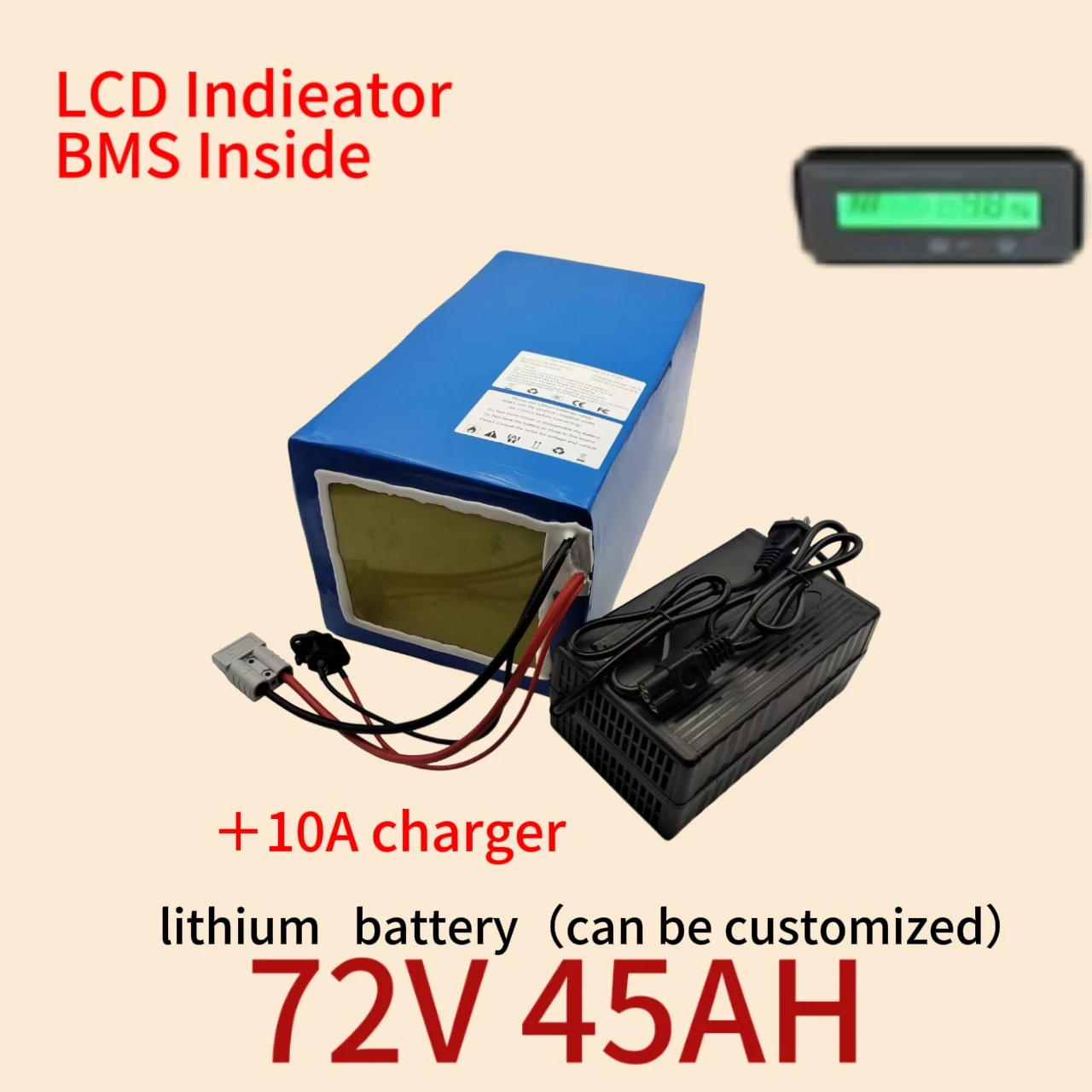 72V 45Ah Lithium-Ion Battery Pack for High-Performance Vehicles - Triangle Polygon Design Suitable for 3000W-7000W Equipment