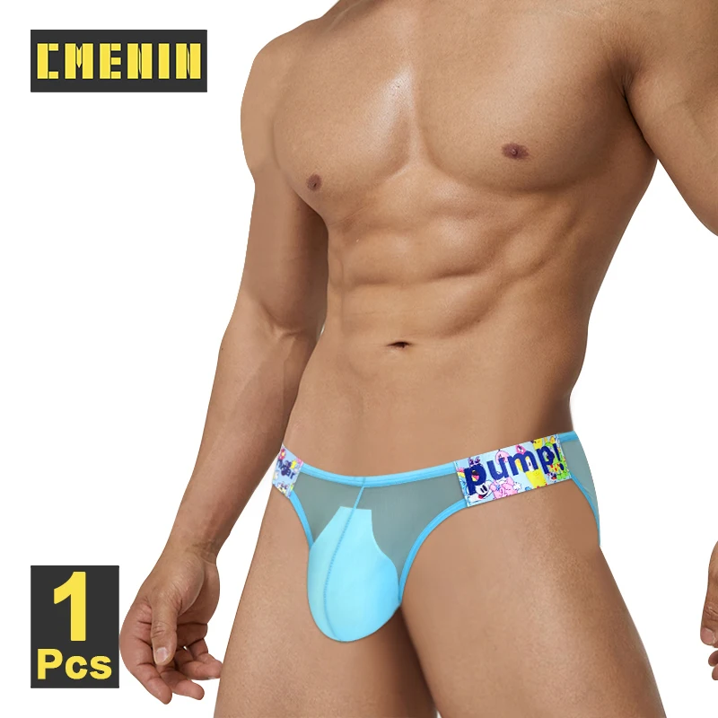 CMENIN Transparent Mesh Sexy Men Underwear Breathable Bikini Men\'s Briefs Mens Underpants Sissy Gay Funny Cartoon Man Panties