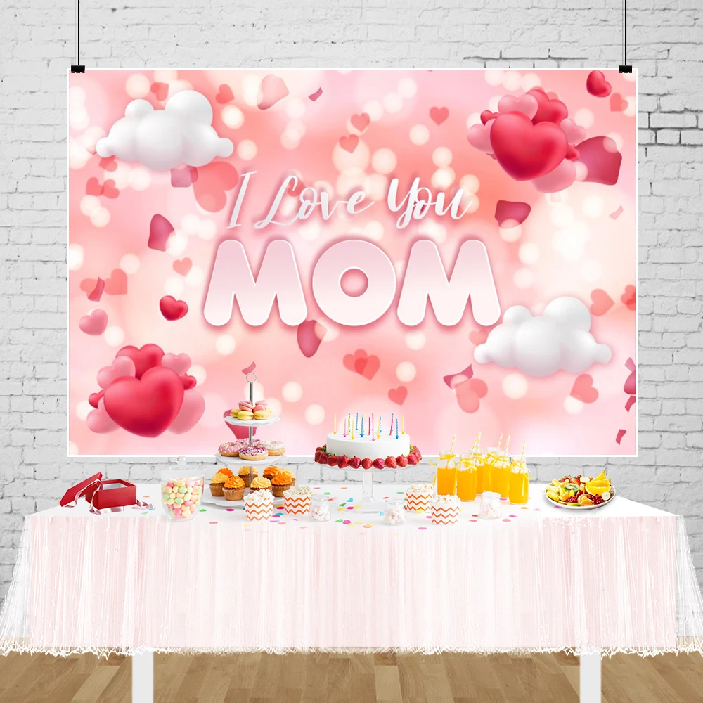 최고의 엄마 해피 어머니의 날 사진 배경, 3D 풍선, 핑크 꽃 사랑 파티 배경 장식, 샤워 사진 부스 소품, 감사합니다