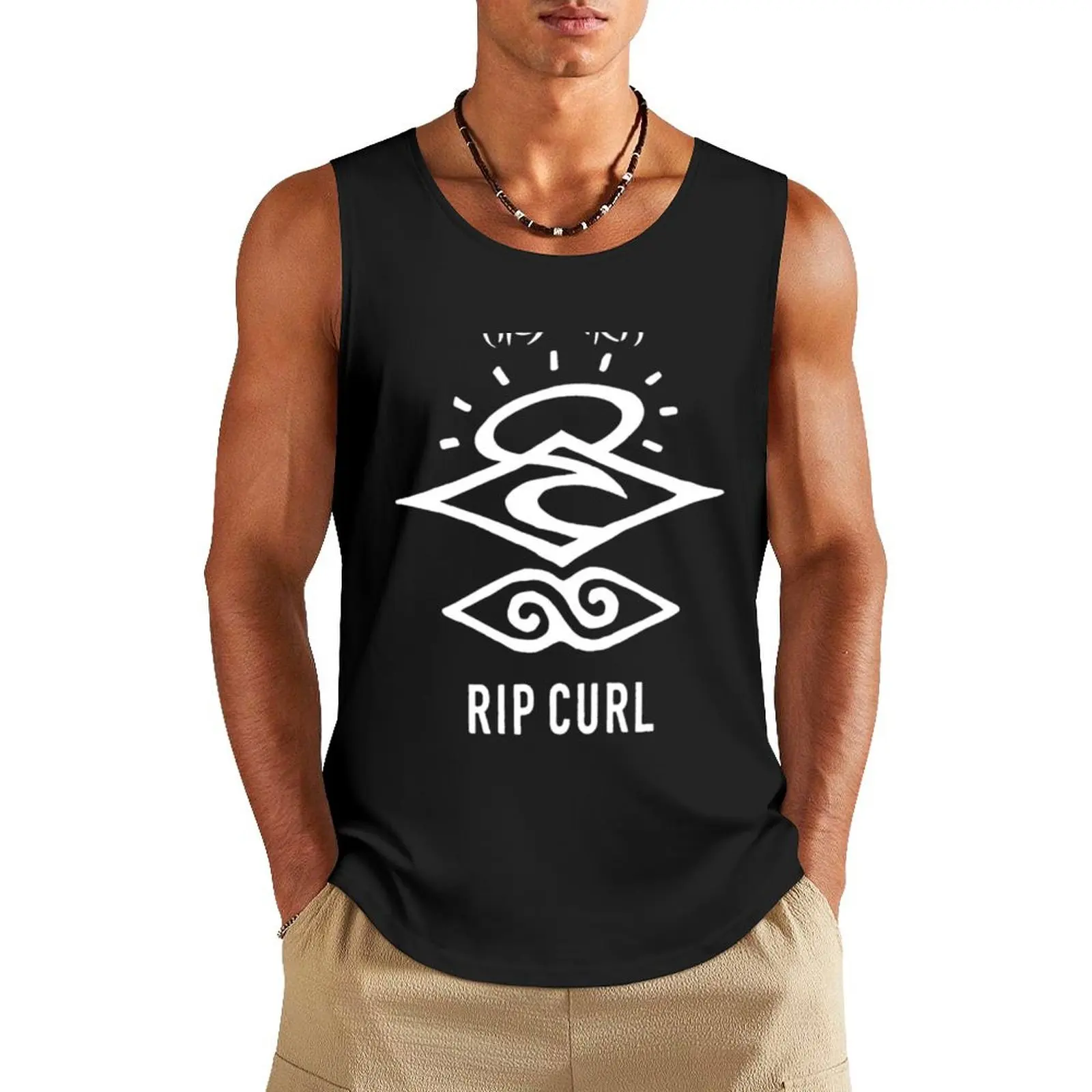 LOGO-RIPCURL LOGO Tank Top Sleeveless men Top summer sexy clothes men
