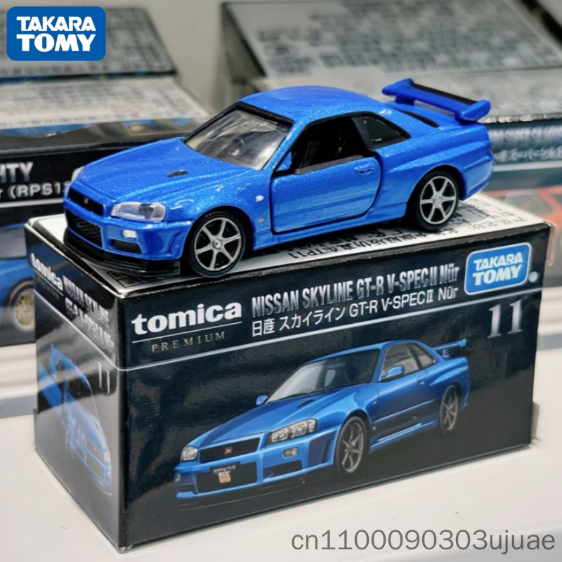 TAKARA TOMY Tomica Premium No.11 Nissan Skyline GT-R V-SPEC II Nur 1/62 Diecast Alloy JDM Model Car Toy with Openable Doors