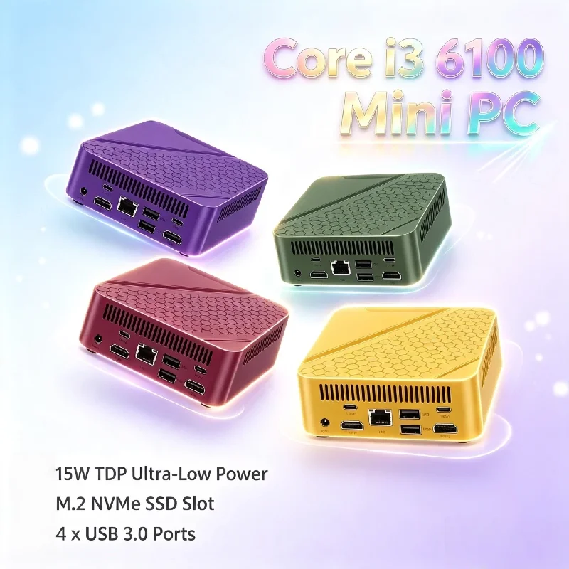 Intel Core i3 6100 Mini PC 16GB RAM 2TB NVMe SSD Triple 4K Display WiFi6 BT5.2 High Performance Home Office Gaming Pro