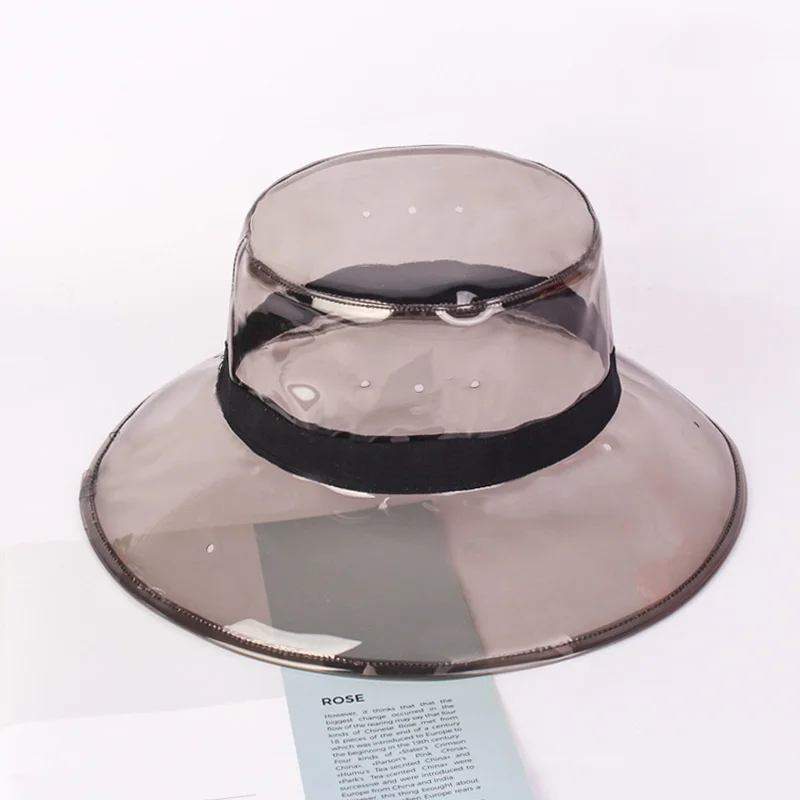 New Flat-top Big-brimmed Bucket Hat Street Shooting Star with The Same Paragraph Transparent PVC Wedding Capt Streetwear