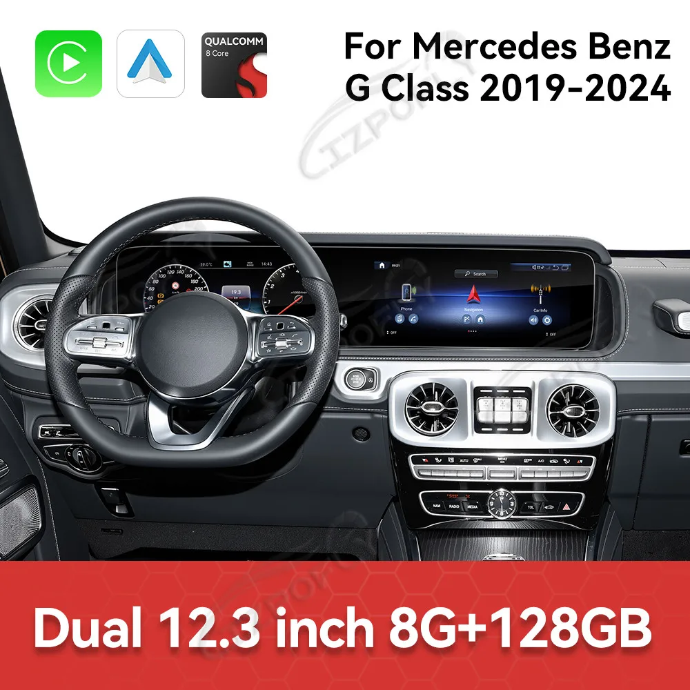 

Автомагнитола Lizpofly с двумя 12,3-дюймовыми сенсорными экранами, CarPlay, для Mercedes Benz CLS 2018-2020, Android 13, GPS-навигация
