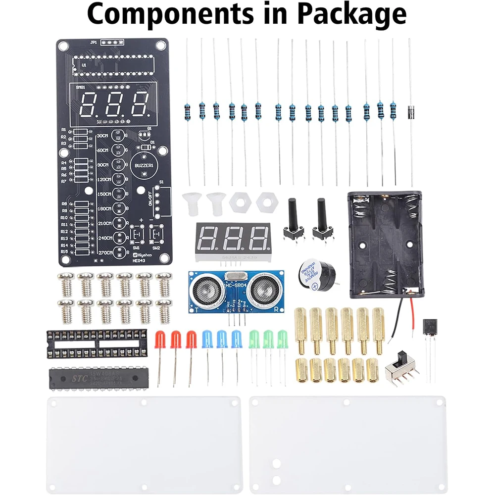 Ultrasonic Ranging Alarm DIY Kit HC-SR04 Ultrasonic Distance Measurer Soldering Practice Kit with LED Lights STEM Learning