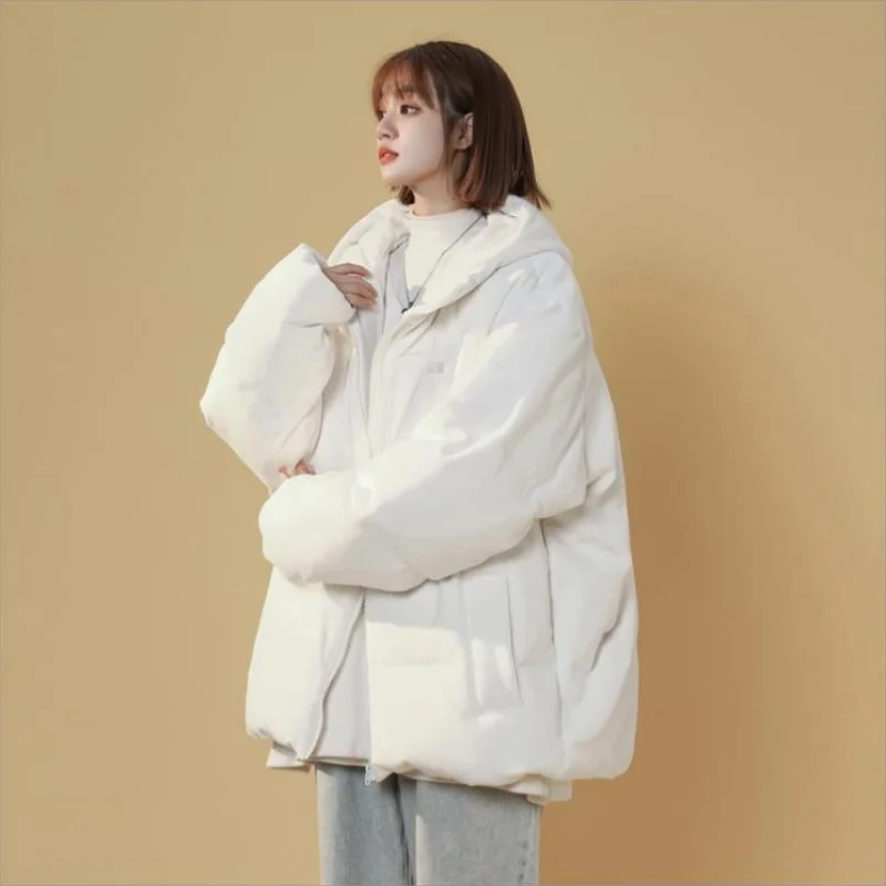 Vintage Corduroy Hooded Cotton Padded Coat Women Thicken Warm Women\'s Parkas Korean Loose Windproof Jackets Female 2024 Winter