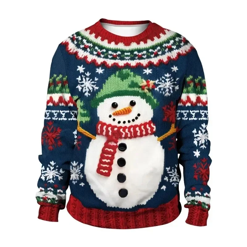 2024 Weihnachten Paare Sweatshirts Schneemann Weihnachtsbaum Muster Kostüm Pullover Winter Pullover Warm Verdicken Streetwear