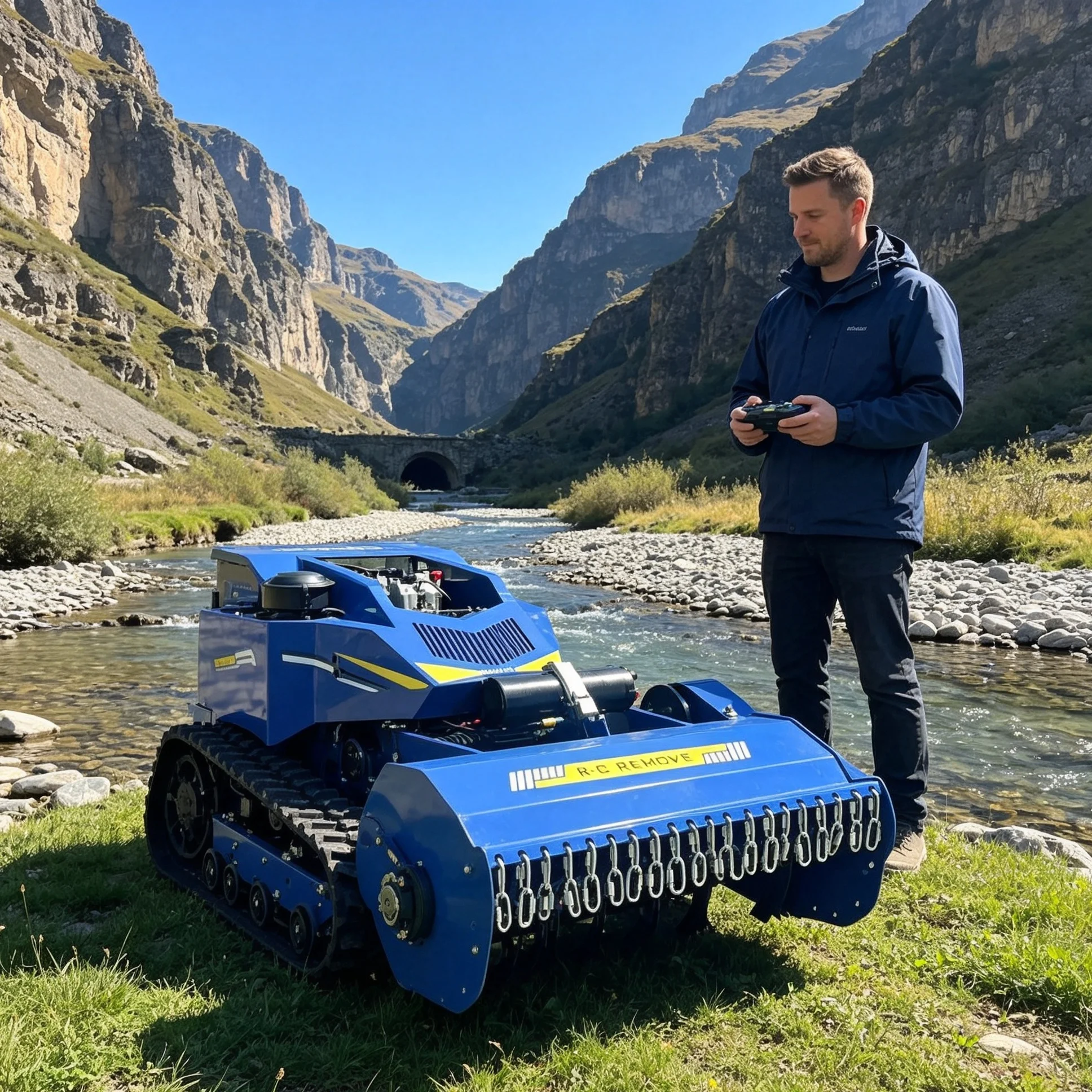 Customized swing blade lawn mower matched with display screen, suitable for rugged mountain tea garden heavy‑duty grass cutting