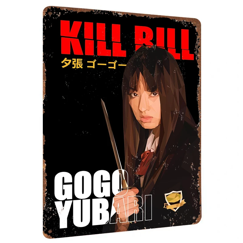 Kill Bill Gogo Yubari Poly Art Metal Wall Decor Japanese Anime Character Samurai Sword Poster
