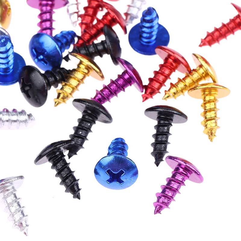 【K】30Pcs/Pack M5*12MM Universal Aluminum Alloy Motorcycle Cross Head Self Tapping Bolts Screws Nut Round Head Thread Diameter
