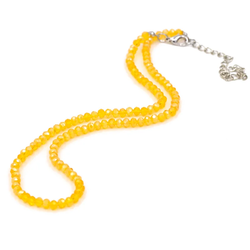 Trendige Kristallglas-Perlenkette für Damen Koreanische Mode Halskette Farbenfrohe Regenbogen-Glitzer-Choker Schmuck – Detail 7