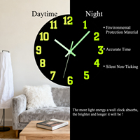 1PC Luminous Wall Clock Wooden Fashion Clock Silent Light in Dark Night With No Ticking  Bedroom Wall Clock 8/10/12 Inch