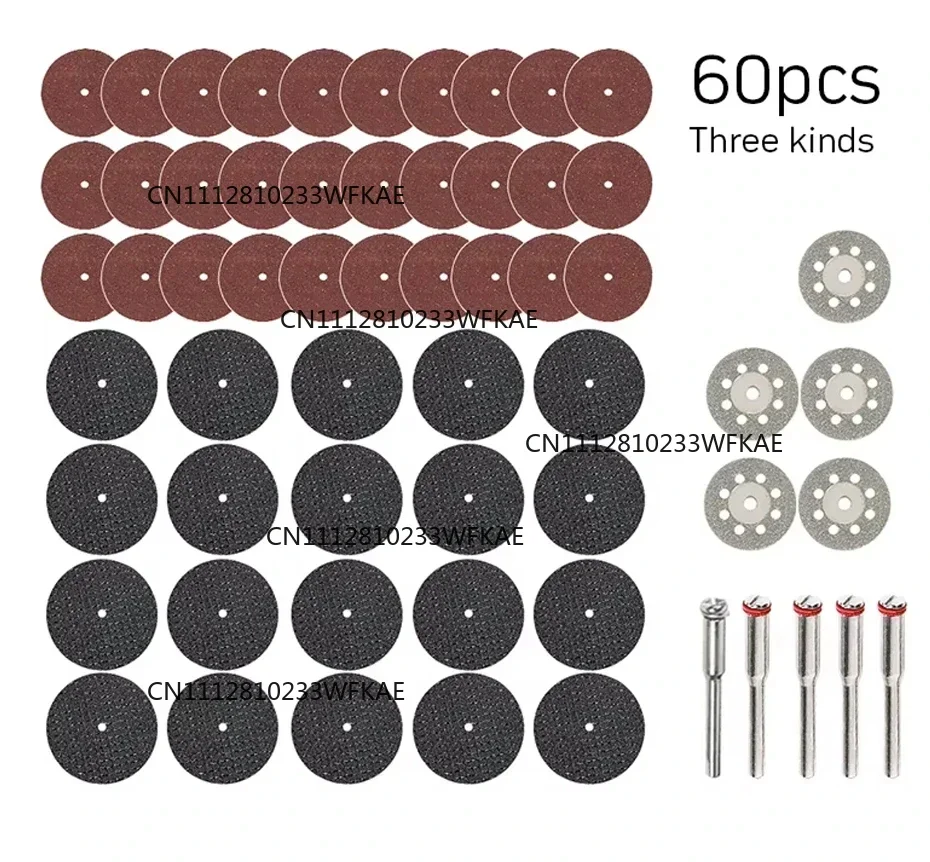 60pcs Diamond Cutting Discs Sanding Grinding Wheel Set Circular Saw Blade for Woodworking Metal Mini Drill Rotary Tool