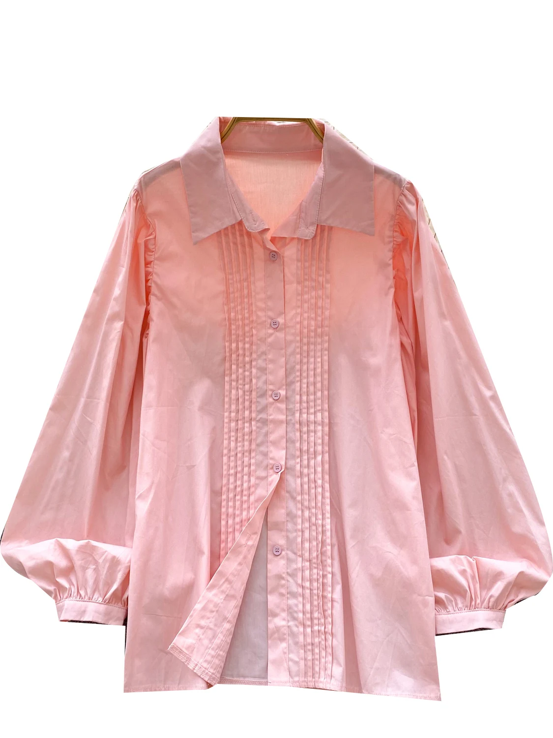 

Sweet Gentle Sle Women's Loose Fit Lantern Sve irt Casual Slimming Single Button Autumn Top Polyester Fiber Long Sve