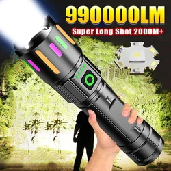 High-power Bright LED Flashlight USB Charging Telescopic Zoom 1000m Long-Shot Lighting Tactical Lantern Camping Outdoor Light