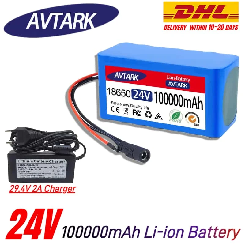 

DHL SHIP 24V 100Ah Lithium Battery for Wheelchairs | 7S3P 18650 100000mAh Rechargeable Pack | with 29.4V 2A Fast Charger✅