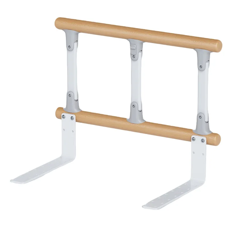 Solid Wood Bedside Handrail Anti-Fall Grip Elderly Safety Barrier Stable Non-Slip Rail Convenient Safety Assistive Device